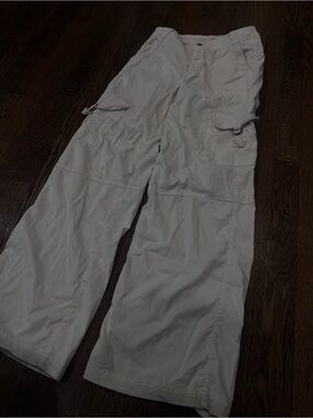 American Eagle Outfitters Light Beige Cargo Wide-Leg Jeans